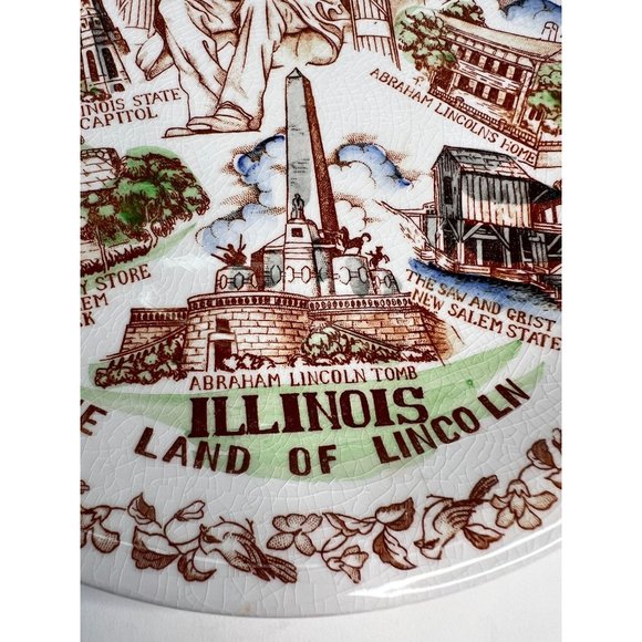 Nikko Ironstone Vintage Illinois State Plate Land of Lincoln 11- inch White - Picture 10 of 16